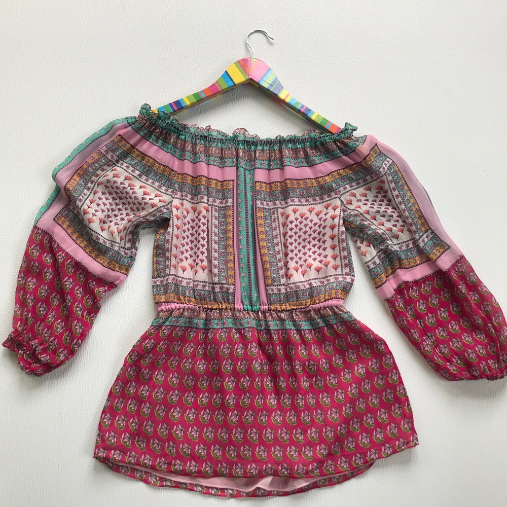 DVF Camila Zen Scarf Off-The-Shoulder Silk Blouse - Picture 4 of 7